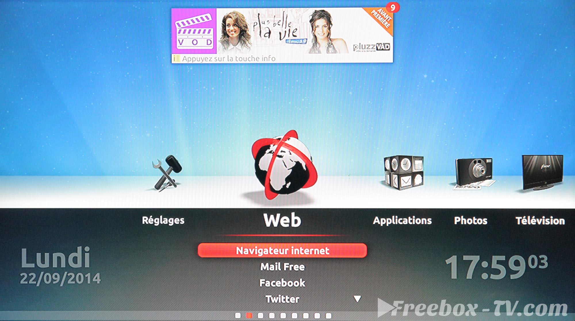 Ecran Freebox TV Révolution v6 Web